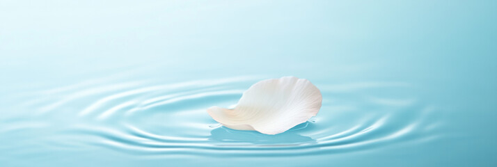 Poster - delicate white petal floats serenely on calm turquoise water, creating gentle ripples