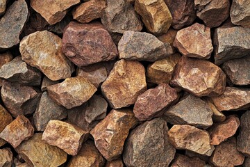 Wall Mural - Close-up of reddish-brown rocks, various sizes and shapes, forming a textured surface.