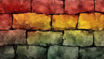 Wall Mural - Colorful stone wall texture background.