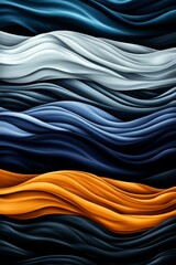 Wall Mural - Vibrant Abstract Wavy Background Featuring Flowing Blue Orange and White Waves Evoking Energy and Fluidity in Design