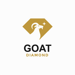 goat diamond simple logo in negative space