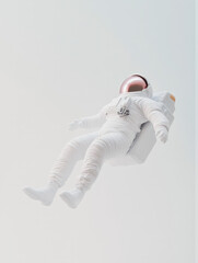 Poster - futuristic astronaut in white suit floats in serene environment, evoking sense of wonder and exploration