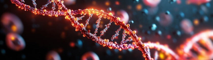 Poster - Intricate DNA Helix Structure Highlighting Genetic Blueprint of Life in Scientific Research and Discovery with Vibrant Colors