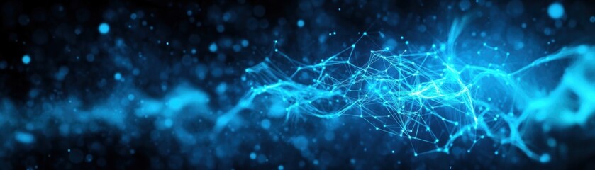 Poster - Mesmerizing Abstract Blue Particles Creating a Dreamlike Background Evoking Calmness and Depth in a Digital Artwork Setting
