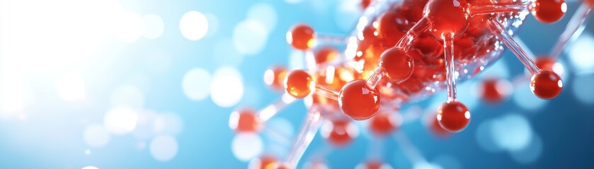 Poster - Vibrant Red Blood Molecule Surrounded by Flowing Blood Evoking Life and Vitality in a Dynamic and Scientific Context