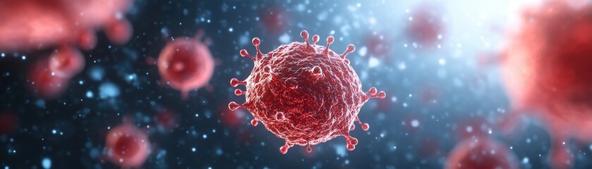 Poster - Microscopic View of a Vibrant Red Blood Cell Floating in Human Bloodstream Surrounded by Other Cells and Plasma Elements