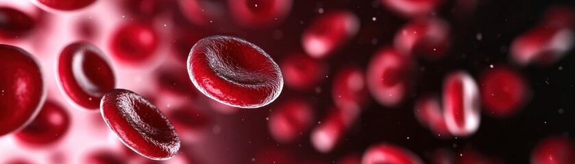 Poster - Microscopic View of Vibrant Red Blood Cells in Human Blood Stream Highlighting Health and Vitality in Medical Research Context