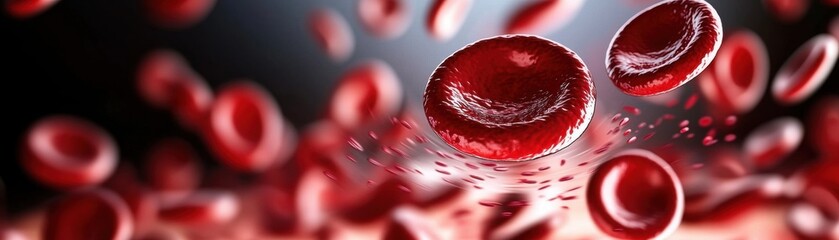 Poster - Intricate Close Up of Blood Cells Under Microscope Highlighting Their Unique Shapes Colors and Interactions in Human Body
