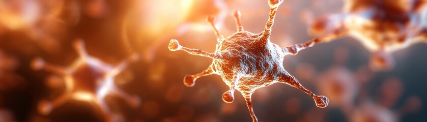 Poster - Intricate Close Up of Microscopic Cell Structure Illuminated by Soft Light Revealing Complex Intricacies and Textures