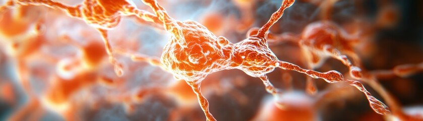 Poster - Close Up of Vibrant Orange and White Cells Showcasing Intricate Details and Textures in a Scientific Microscopic View