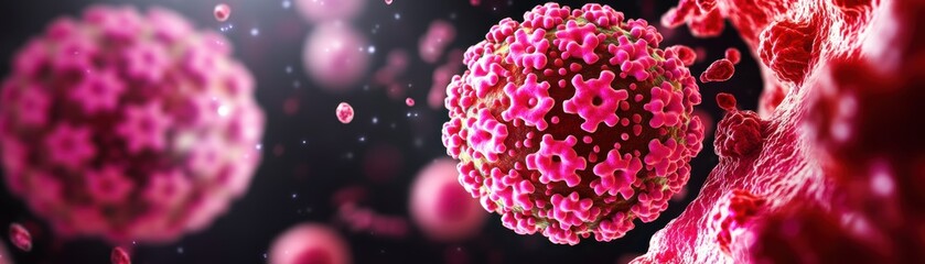 Poster - Intricate 3D Representation of a Pathogen Cells in Vibrant Colors Highlighting Structure and Complexity of Microorganism Life