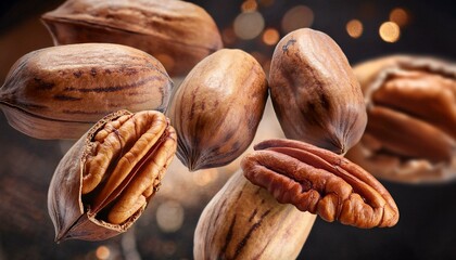 Wall Mural - Pecan cultivation, trade, presentation and nutritional value