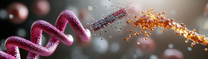 Poster - Intricate Close Up of DNA Structure Showcasing Helical Shape and Strands Highlighting Genetic Information and Complexity