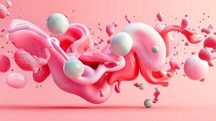 Poster - An abstract art piece with liquid 3D effects, where shapes and letters seem to melt and blend into one another,