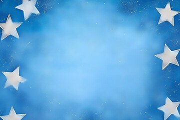 Wall Mural - Horizontal border with stars of David on blue background. Watercolor illustration for design for Hanukkah, Passover, Shavuot, Israel Independence Day, Jerusalem Day, Pesach and other Jewish holidays