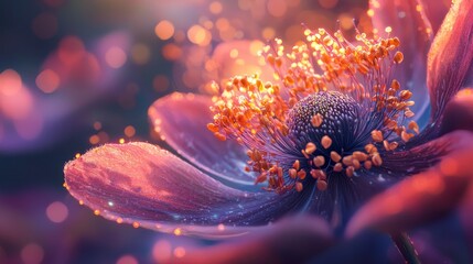 Poster - Intimate Close-Up of Delicate Anemone Blossoms with Soft Light and Bokeh Effect