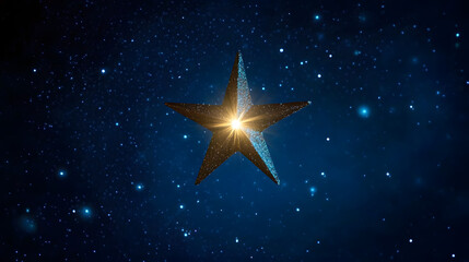 Wall Mural - bright shining star of bethlehem on dark blue starry night sky. star of jesus, christmas star. nativ