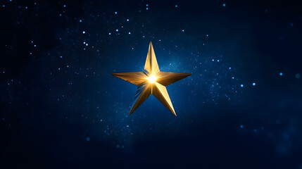 Wall Mural - bright shining star of bethlehem on dark blue starry night sky. star of jesus, christmas star. nativ
