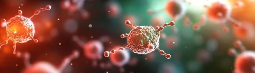 Poster - diverse collection of viruses under a microscope showcasing intricate structures and unique features