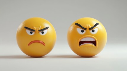 Poster - Two Yellow Eggs with Angry Faces Displaying Emotion and Whimsy in a Bright and Playful Kitchen Setting for Humor