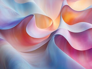 Fototapete - Pastel colored abstract waves flowing and mixing together