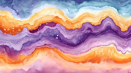 Wall Mural - Abstract Background with Wavy Purple and Orange Layers Creates Dynamic Visual