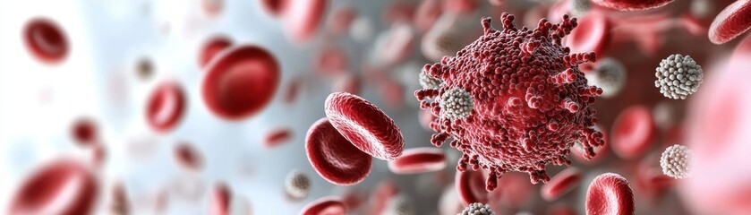 Poster - intricate view of red blood cells in motion within a microscopic environment highlighting their vita