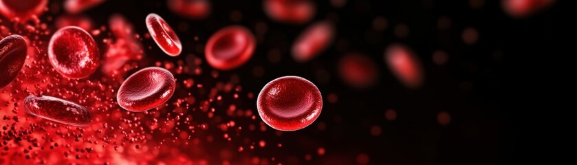 Poster - Microscopic View of Vibrant Red Blood Cells Flowing Through Capillaries Illustrating Vital Circulation and Life Processes