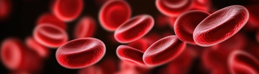 Poster - Intricate View of Red Blood Cells Under Microscope Highlighting Their Unique Shapes and Vital Role in Human Circulation