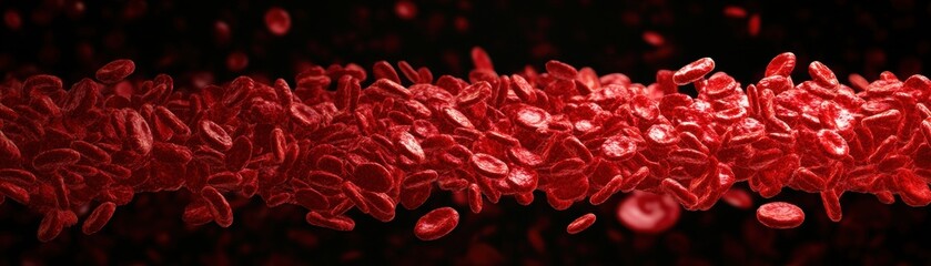 Poster - Vibrant Red Cell Observed Under Microscope Illuminating Intricate Structure and Cellular Functions in a Scientific Context