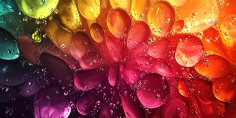 Poster - Vivid depth is showcased in these vibrant, colourful abstract droplet backgrounds, perfect for adding a creative touch to your projects with their rich hues and striking visuals.