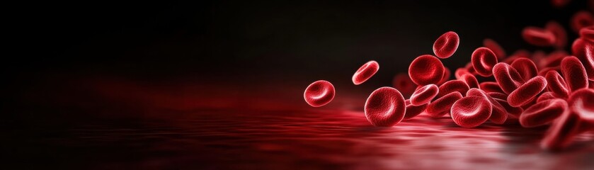 Poster - Intricate Close-Up of Human Blood Cells in Vivid Detail Showcasing Their Unique Shapes and Colors in a Scientific Context