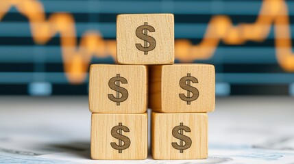 Poster - Building Wealth Through Investment with Wooden Dollar Blocks