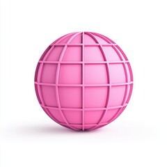 Poster - Pink Globe with Grid Pattern on White Background for Creative Projects