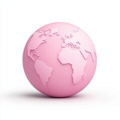 Poster - Artistic Pink Globe with World Map Design on White Background