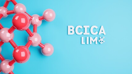 Poster - Colorful Molecular Structure on Blue Background with Text Element