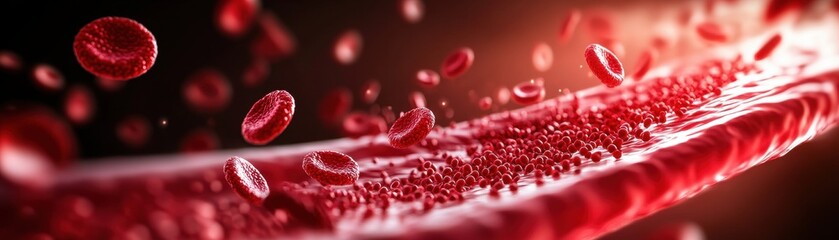 Poster - intricate blood cells intertwined in a vivid microscopic view highlighting their unique structures a