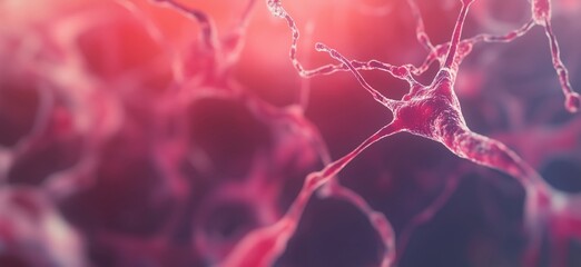 Poster - Neurons in intricate network showcasing synaptic connections and cellular structures, highlighting the complexity of the nervous system, copy space for text