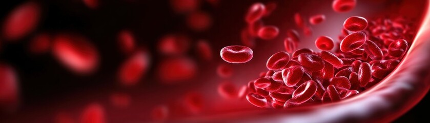 Poster - Magnified View of Vibrant Blood Cells in Motion Within a Transparent Vessel Highlighting the Dynamic Nature of Life