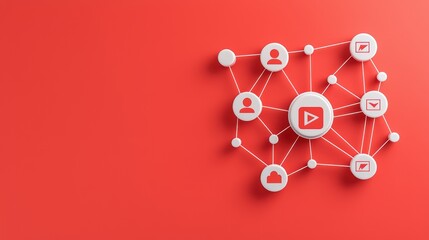 Poster - Digital Connection Network with Video and Communication Icons