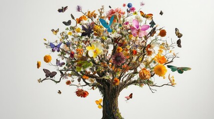 Fototapete - A conceptual art piece of a tree representing global biodiversity and ecological balance