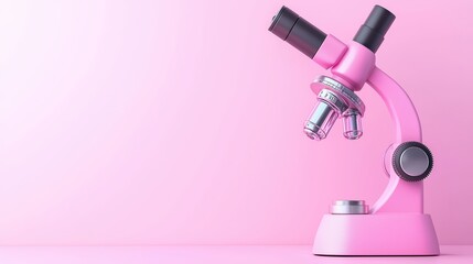 Poster - bright pink microscope for educational and scientific exploration