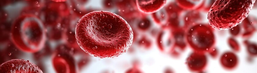 Poster - Magnified View of Vibrant Red Blood Cells Flowing Through a Blood Vessel Highlighting Their Unique Shapes and Vital Role