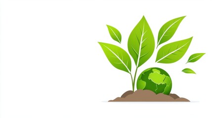 Wall Mural - Green Planet Growth Concept with Leaves and Soil for Environmental Awareness and Sustainability Promotion