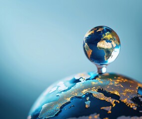 Poster - Globe with Europe and Africa highlighted, illuminated by city lights, representing global connectivity and geography, copy space for text