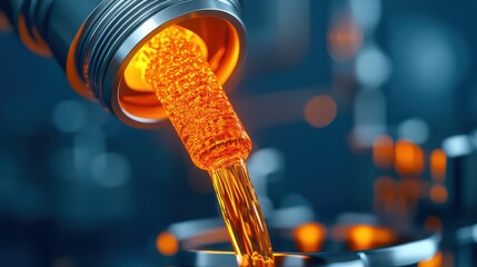 Poster - Viscous Liquid Flowing from Industrial Nozzle in Modern Factory