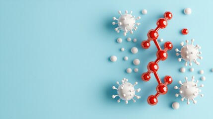 Poster - Molecular Structure with Virus and Bacteria Illustration on Blue