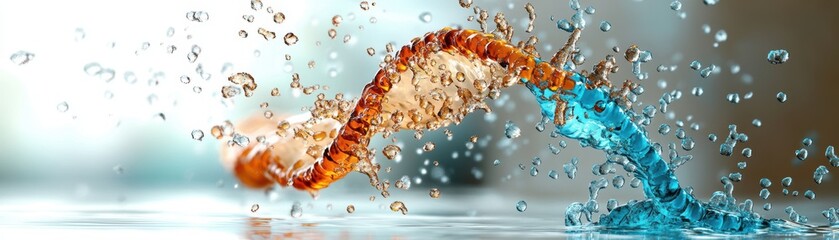 Poster - Vibrant Splash of Blue and Orange Liquid Erupting from a Clear Glass Capturing Dynamic Motion and Colorful Energy