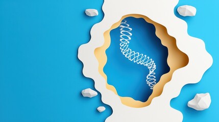 Poster - Abstract Spiral Design in Cut-Out Paper Shape with Blue Background