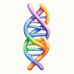 Poster - Colorful DNA Helix Illustration with Vibrant Strands and Curves